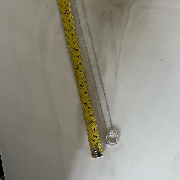 Elegant Silver Necklace with lab created white sapphire - Picture 8 of 9